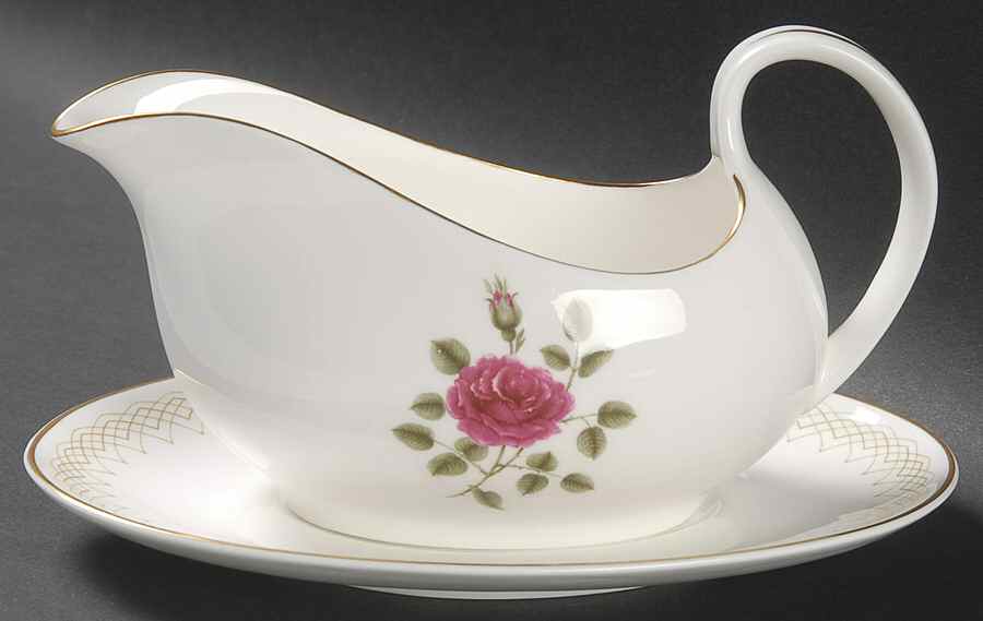 Sweetheart Rose Gravy Boat & Underplate by Royal Doulton-1
