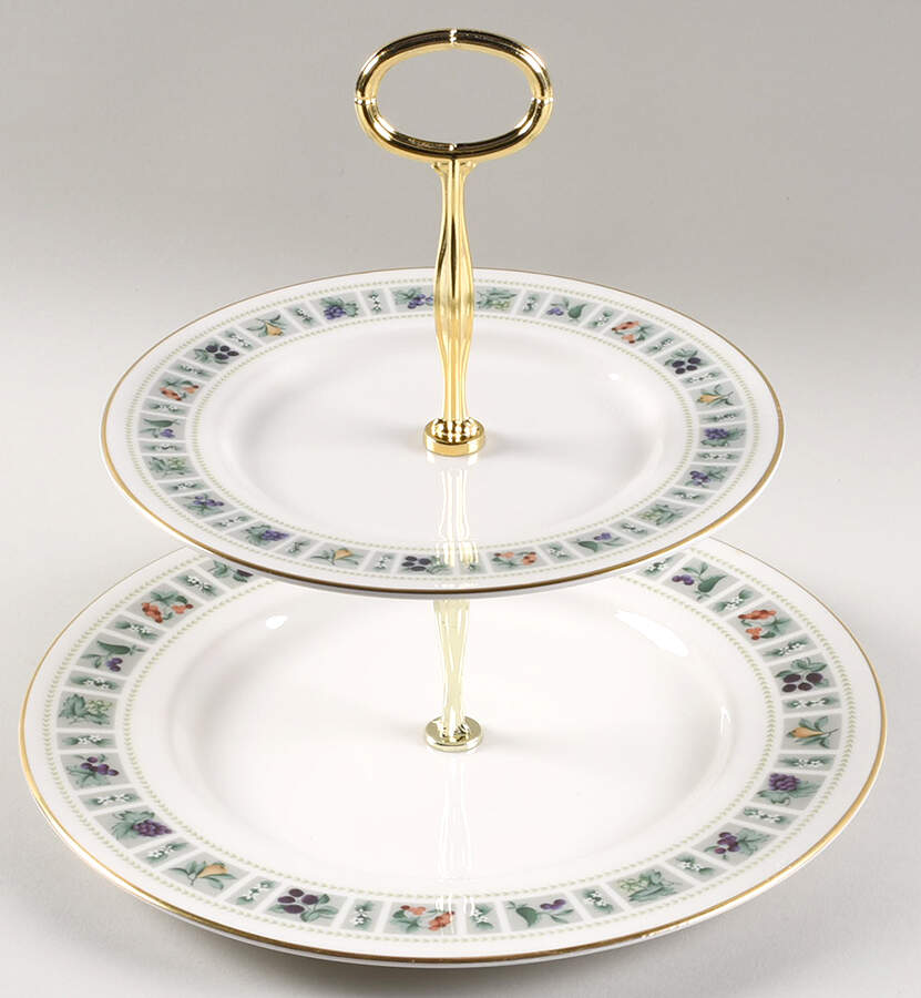 Tapestry 6 5/8"-10"  2 Tiered Serving Tray (Dp, Sp) HC by Royal Doulton-1