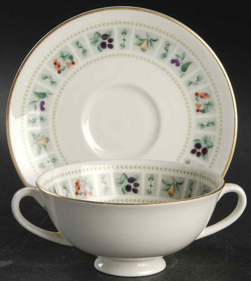 Tapestry Footed Cream Soup Bowl & Saucer Set by Royal Doulton-1