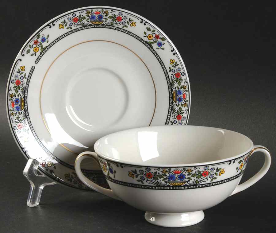 Tavistock Footed Cream Soup Bowl & Saucer Set by Royal Doulton-1
