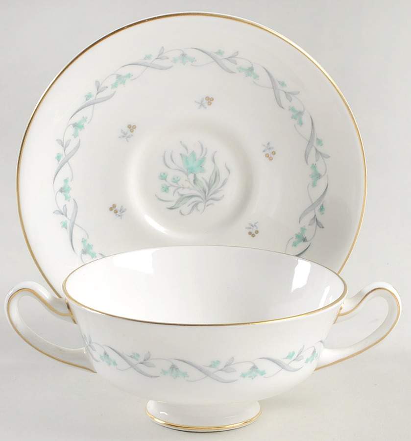Temple Garden Footed Cream Soup Bowl & Saucer Set by Royal Doulton-1