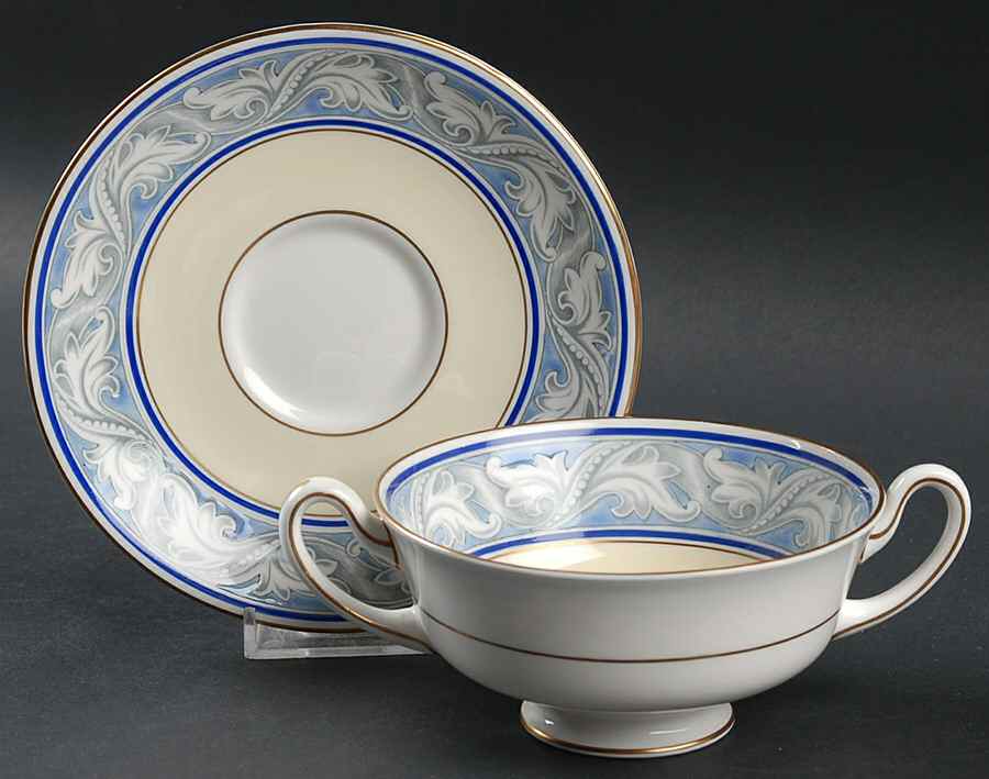 The Tewkesbury Footed Cream Soup Bowl & Saucer Set by Royal Doulton-1