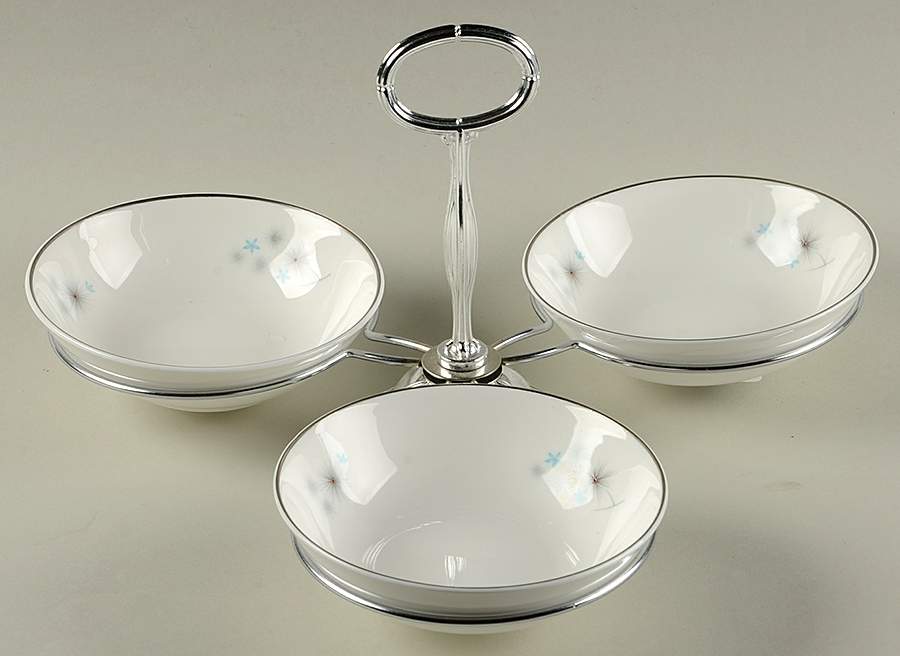 Thistledown 7" x 12" 3-Part Relish & Metal Stand (FR) HC by Royal Doulton-1