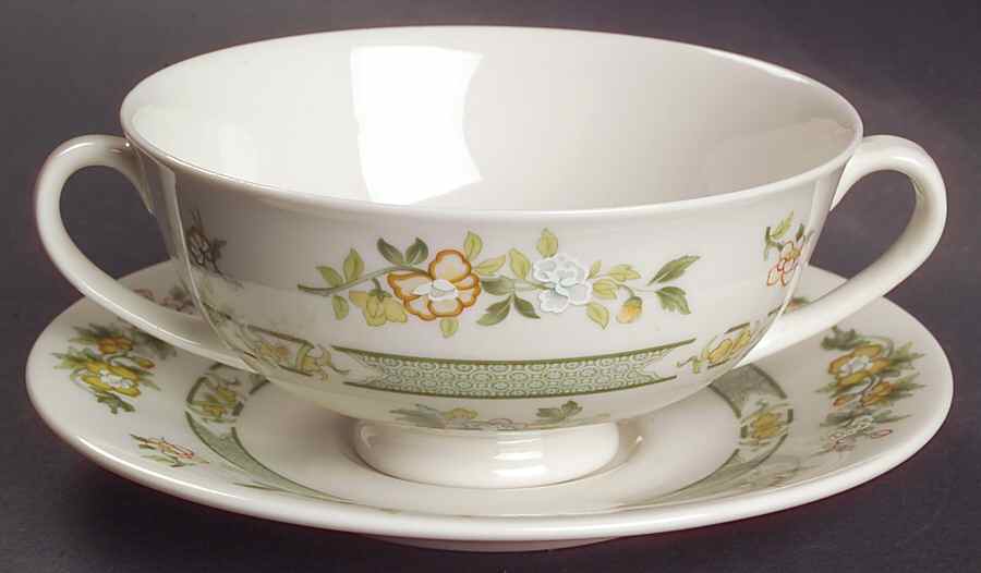 Tonkin Footed Cream Soup Bowl & Saucer Set by Royal Doulton-1