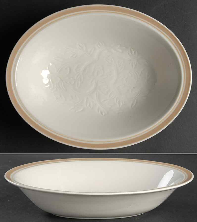 Tracery Mocha 10" Oval Vegetable Bowl by Royal Doulton-1