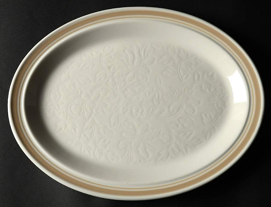 Tracery Mocha 13" Oval Serving Platter by Royal Doulton-1