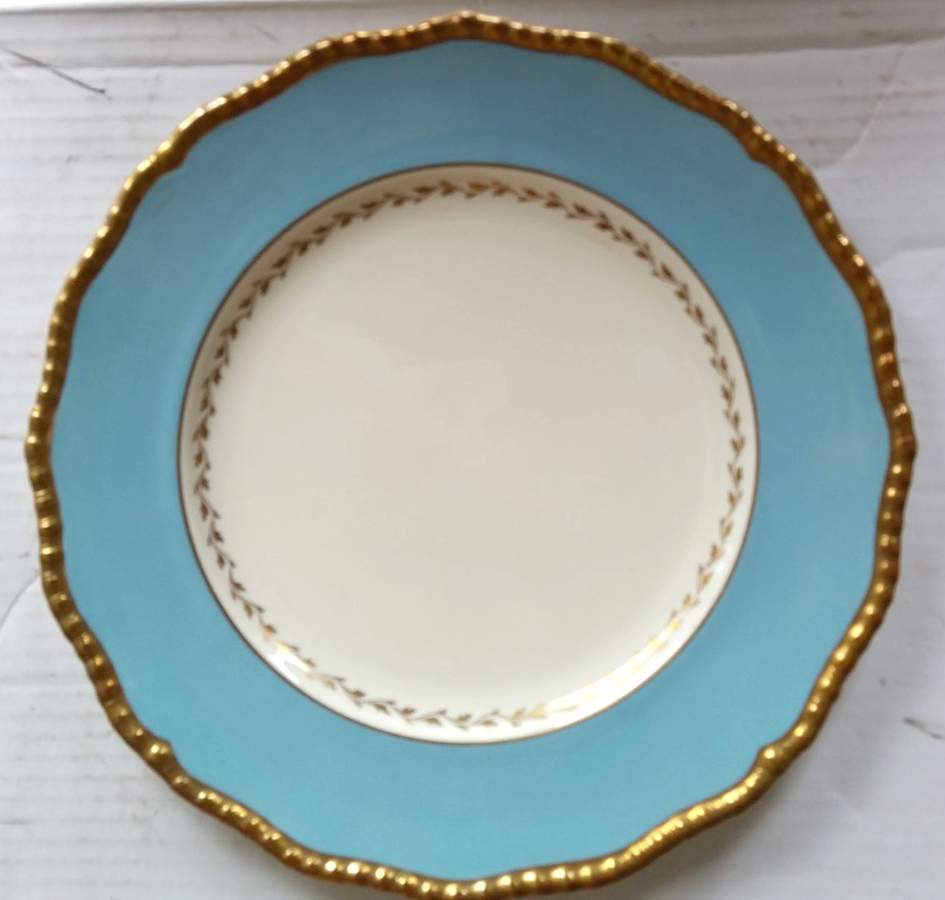 Turquoise Rim (No Floral Center) Dinner Plate by Royal Doulton-1