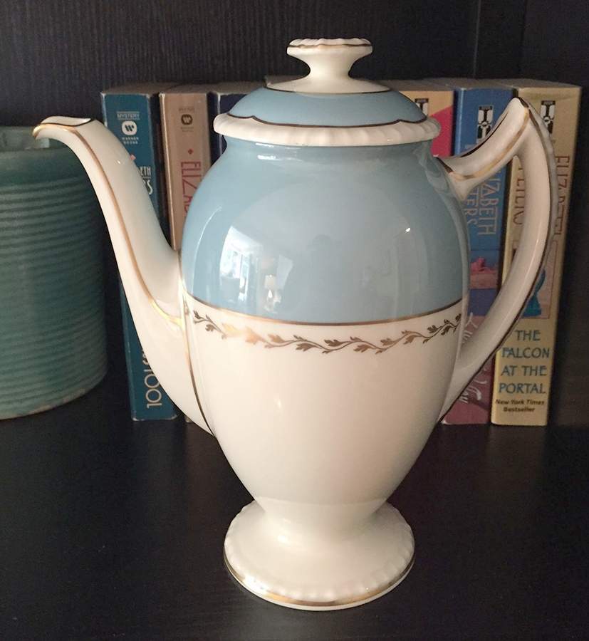 Turquoise Rim (No Center, V2005) Coffee Pot & Lid by Royal Doulton-1