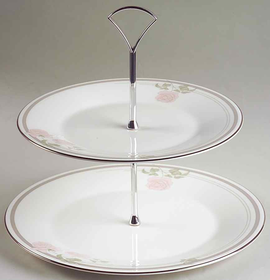 Twilight Rose 6 5/8"-10"  2 Tiered Serving Tray (Dp, Sp) HC by Royal Doulton-1