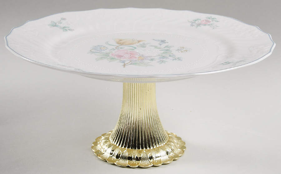 Valencia Cake Stand with 4"-5" Metal Pedestal  Hc by Royal Doulton-1