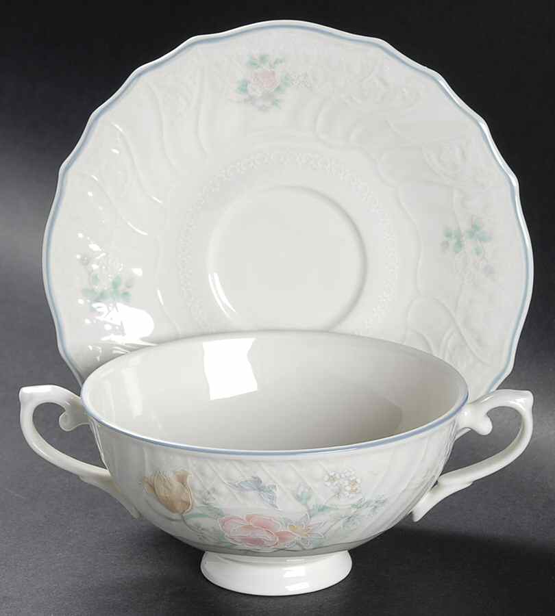 Valencia Footed Cream Soup Bowl & Saucer Set by Royal Doulton-1