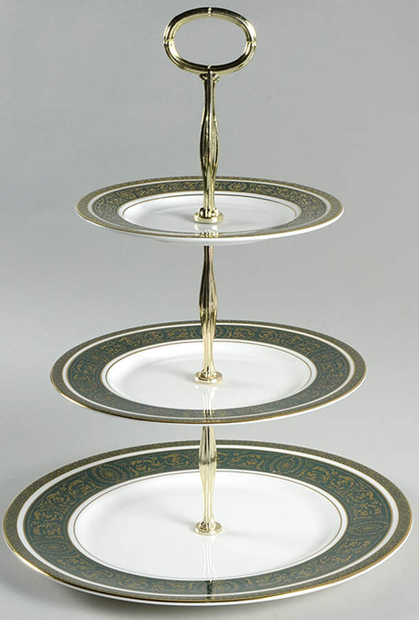 Vanborough Green 13 7/8"-14 1/4" 3-Tiered Serving Tray(DP,SP,BB) HC by Royal Doulton-1