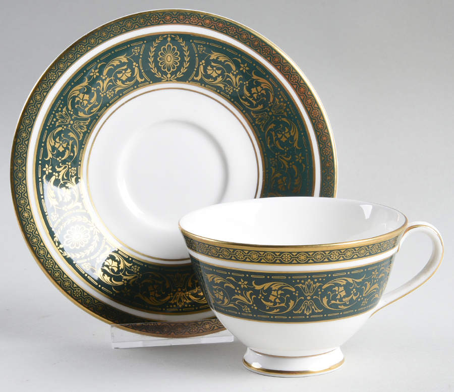 Vanborough Green Footed Cup & Saucer Set by Royal Doulton-1