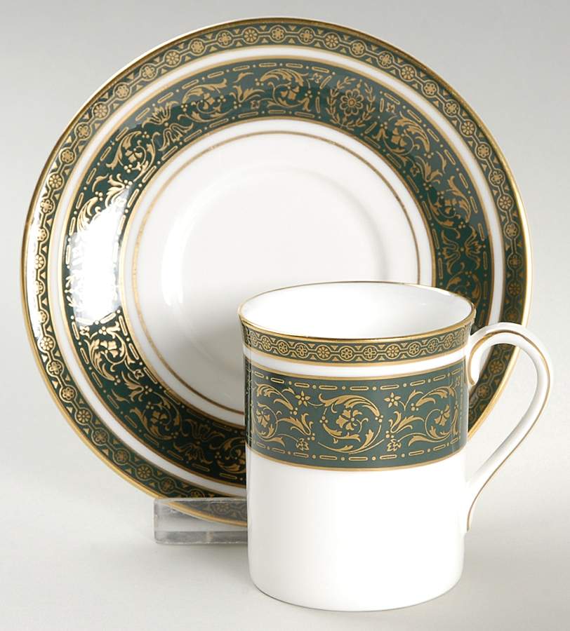 Vanborough Green Flat Demitasse Cup & Saucer Set by Royal Doulton-1