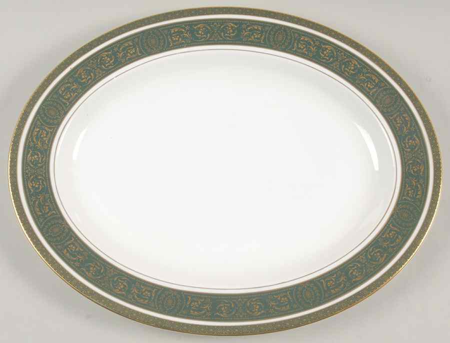 Vanborough Green 13" Oval Serving Platter by Royal Doulton-1