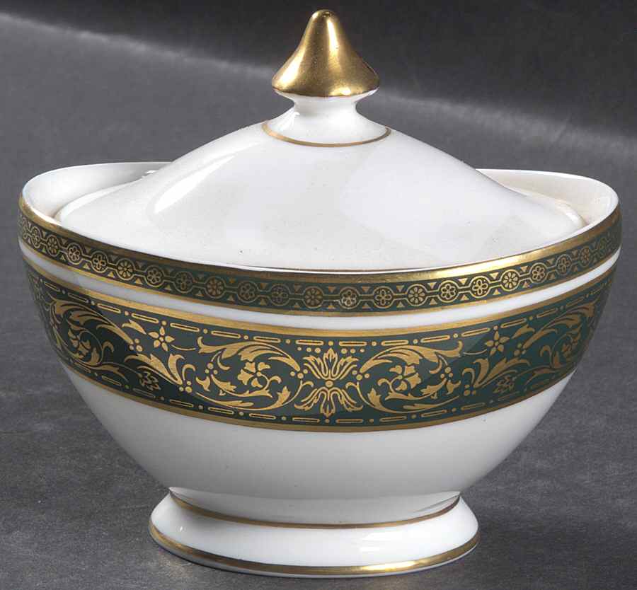 Vanborough Green Mini Sugar Bowl & Lid by Royal Doulton-1