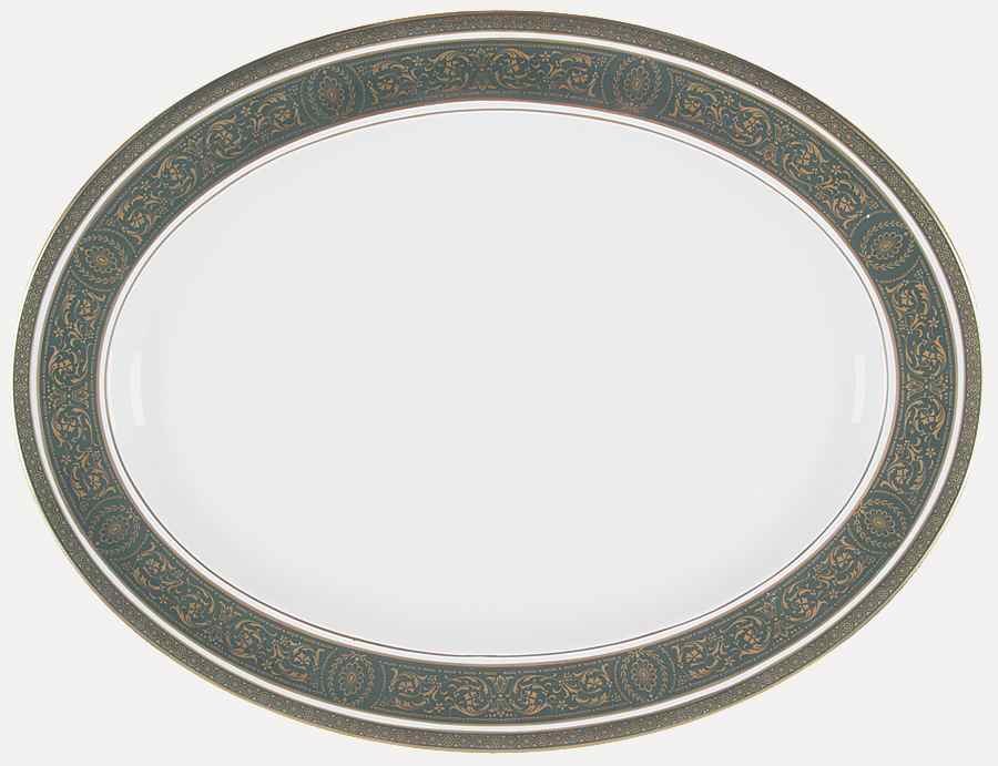 Vanborough Green 16" Oval Serving Platter by Royal Doulton-1
