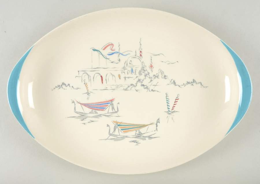 Venetian Scenes 14" Oval Serving Platter by Royal Doulton-1