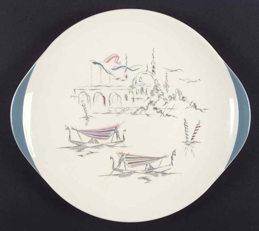 Venetian Scenes Handled Cake Plate by Royal Doulton-1