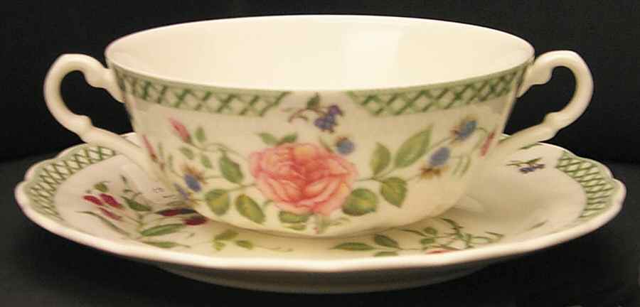 Victorian Garden Flat Cream Soup Bowl & Saucer Set by Royal Doulton-1