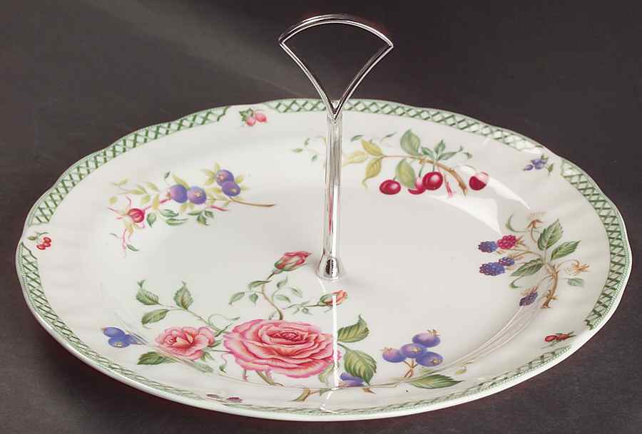 Victorian Garden Round Serving Plate with Handle (DP) by Royal Doulton-1
