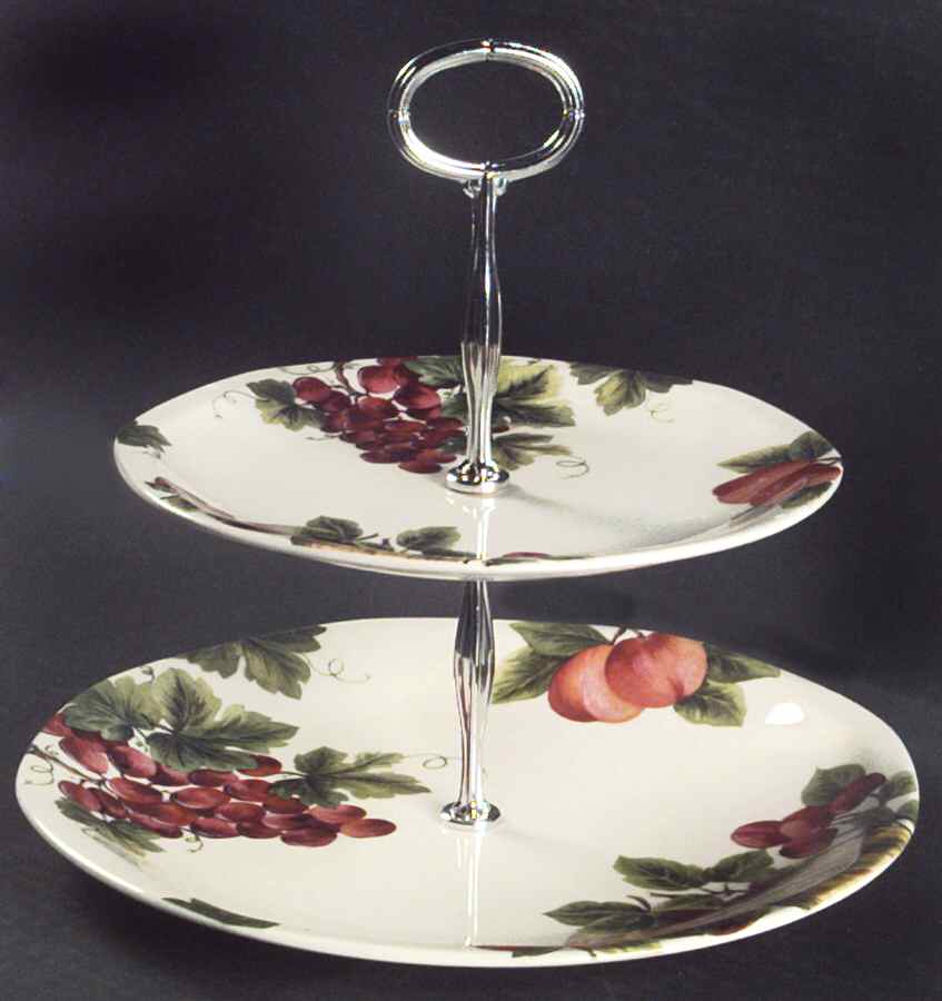 Vintage Grape 6 5/8"-10"  2 Tiered Serving Tray (Dp, Sp) HC by Royal Doulton-1