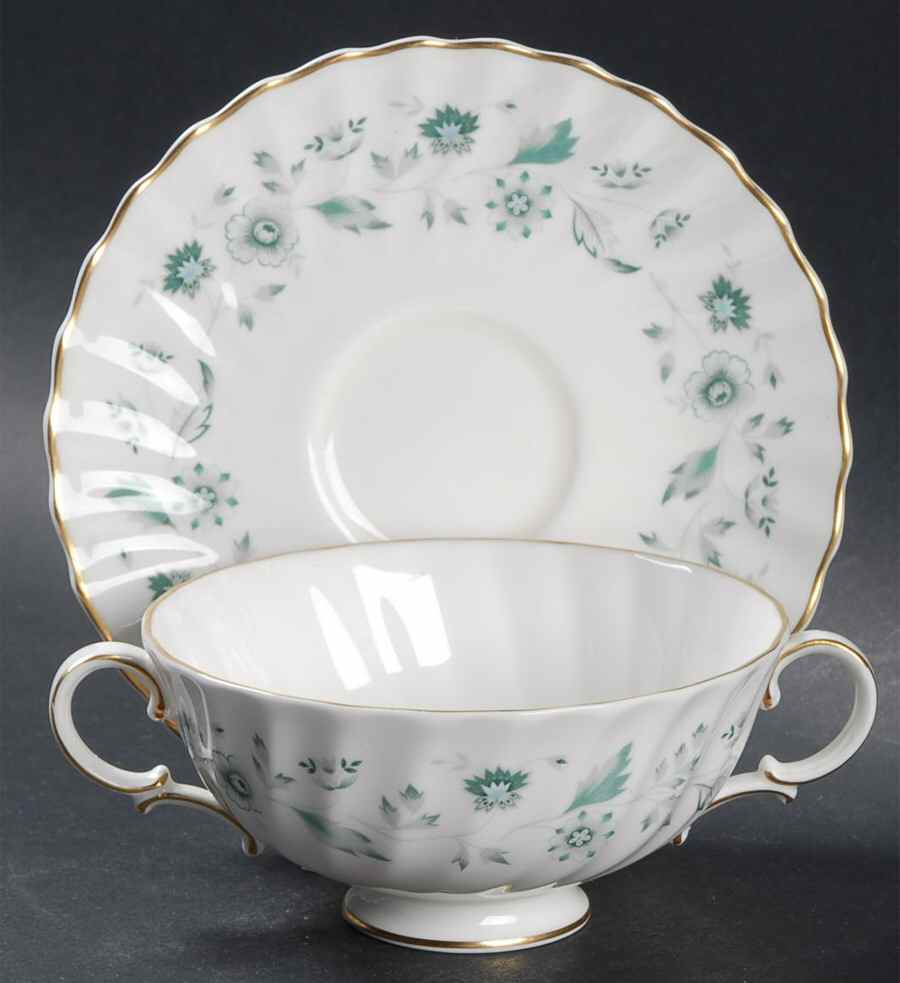 Waverley Footed Cream Soup Bowl & Saucer Set by Royal Doulton-1