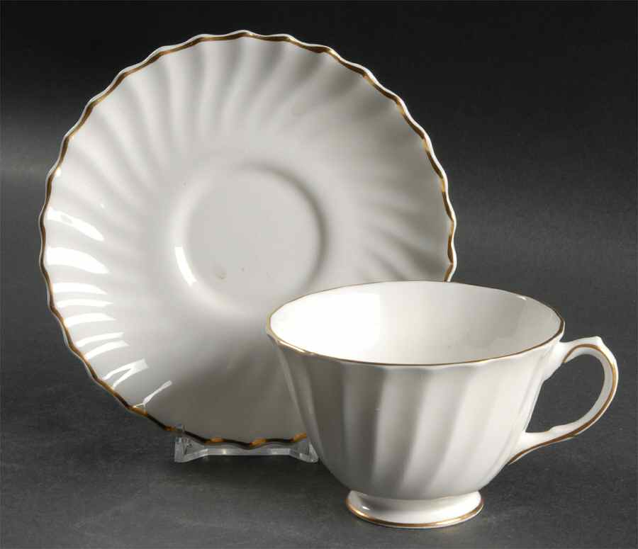 White Footed Cup & Saucer Set by Royal Doulton-1