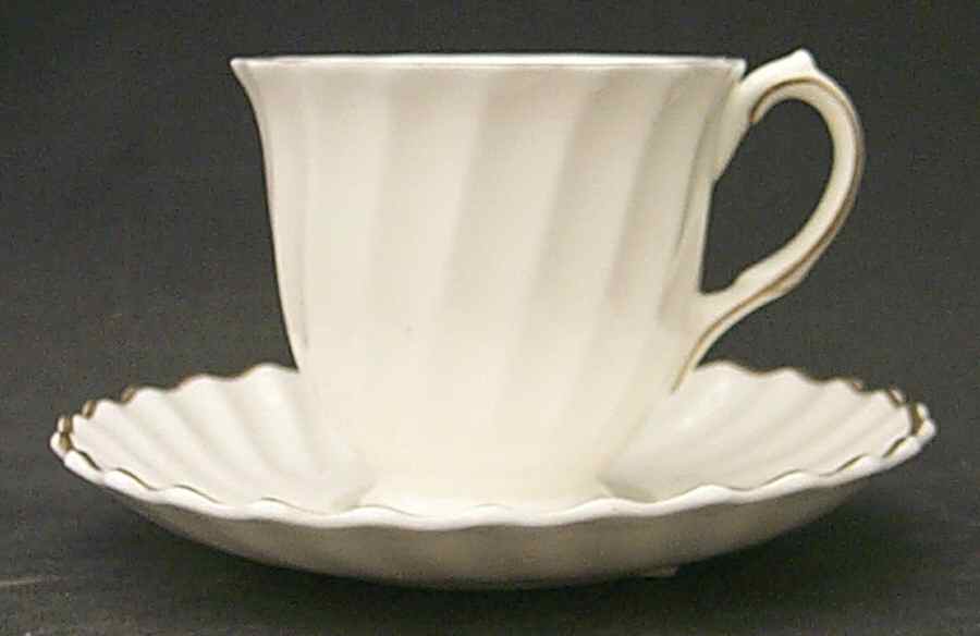 White Footed Demitasse Cup & Saucer Set by Royal Doulton-1
