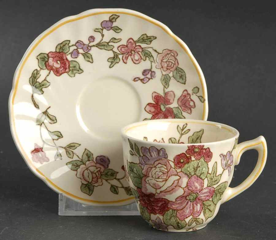 Wildflower Flat Demitasse Cup & Saucer Set by Royal Doulton-1