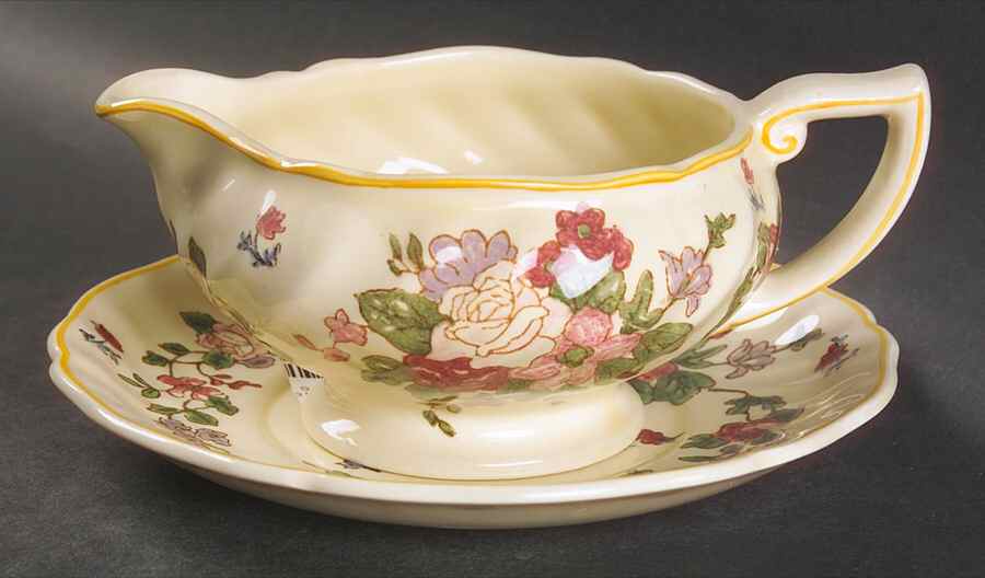 Wildflower Round Gravy Boat & Underplate by Royal Doulton-1