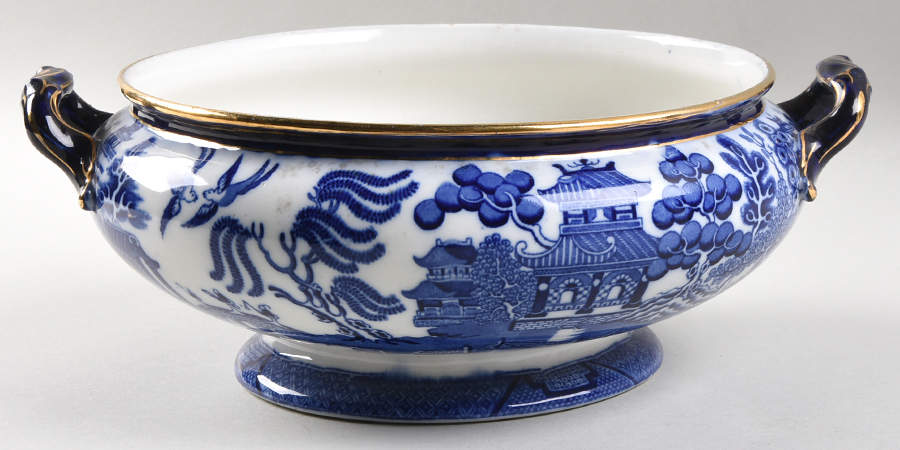 Willow (Flow Blue) Tureen No Lid by Royal Doulton-1