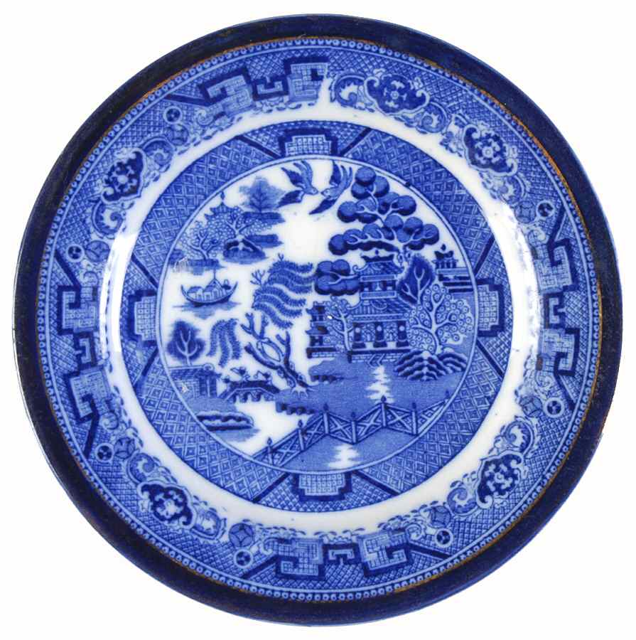Willow (Flow Blue) Bread & Butter Plate by Royal Doulton-1