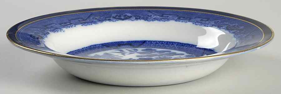 Willow (Flow Blue) Large Rim Soup Bowl by Royal Doulton-1
