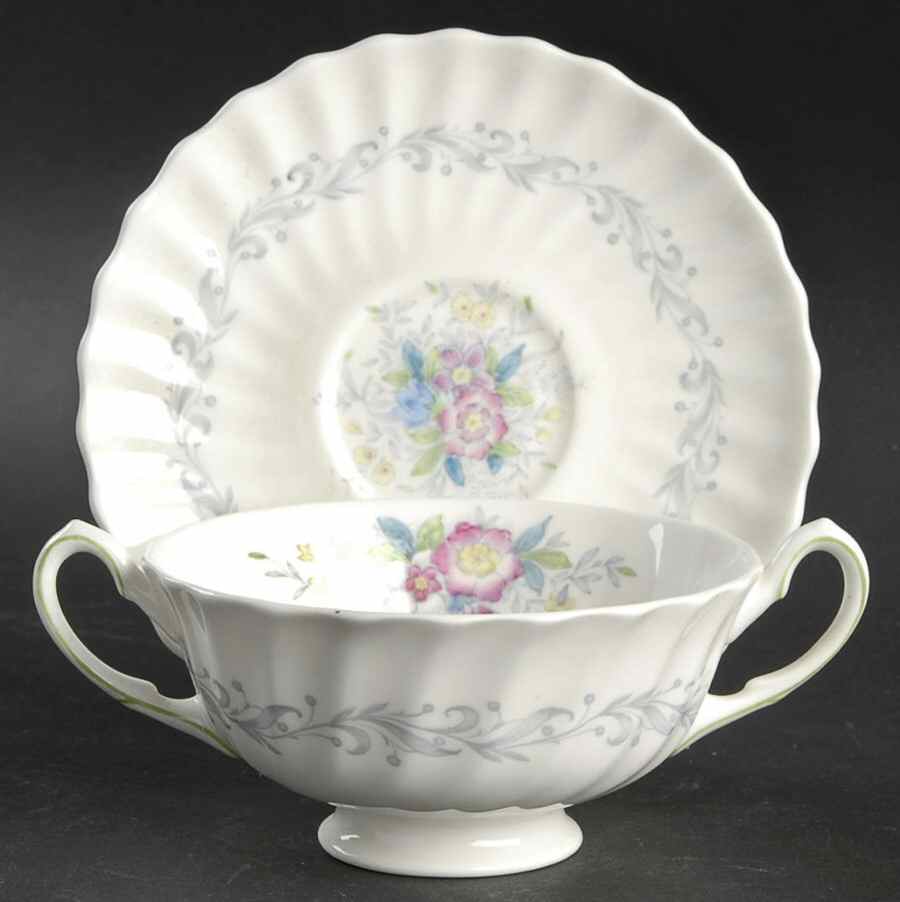 Windermere Footed Cream Soup Bowl & Saucer Set by Royal Doulton-1