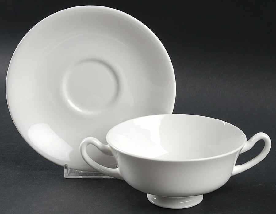 Wistful (Georgian Shape) Footed Cream Soup Bowl & Cup Saucer Set by Royal Doulton-1