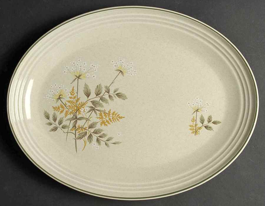 Will O' The Wisp (Single Green Line) 13" Oval Serving Platter by Royal Doulton-1