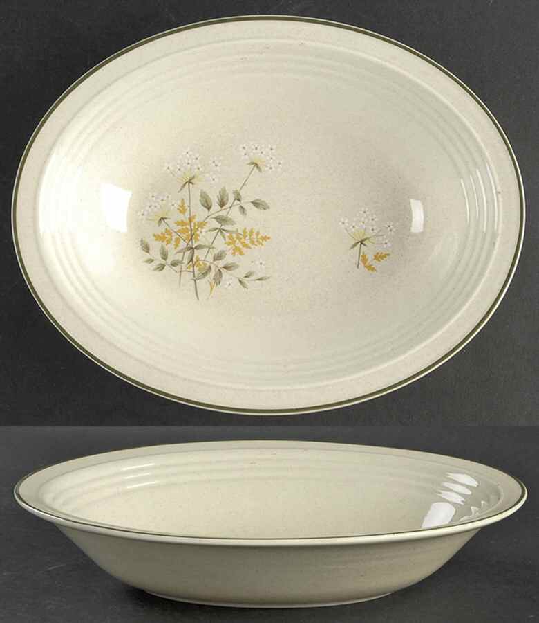 Will O' The Wisp (Single Green Line) 10" Oval Vegetable Bowl by Royal Doulton-1