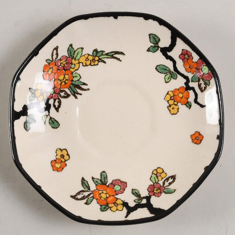 Woburn Black (No White Flowers) Saucer for Bouillon Cup by Royal Doulton-1