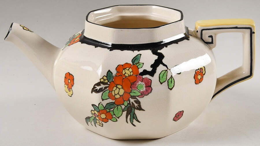 Woburn Black (No White Flowers) Teapot No Lid by Royal Doulton-1
