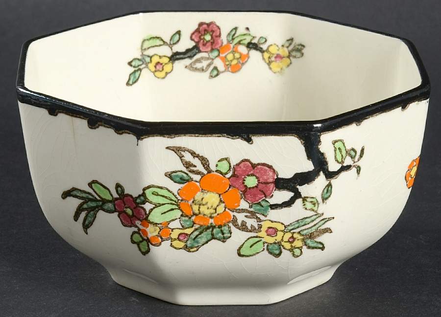 Woburn Black (No White Flowers) Cranberry Bowl by Royal Doulton-1