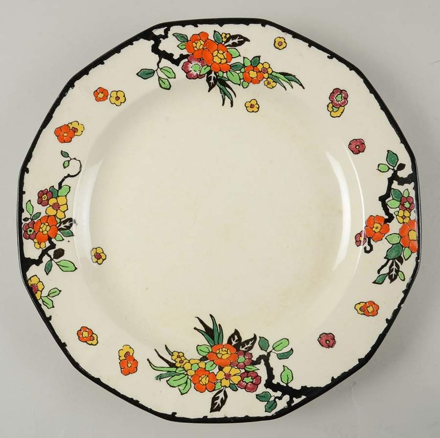 Woburn Black (No White Flowers) 11" Chop Plate (Round Platter) by Royal Doulton-1