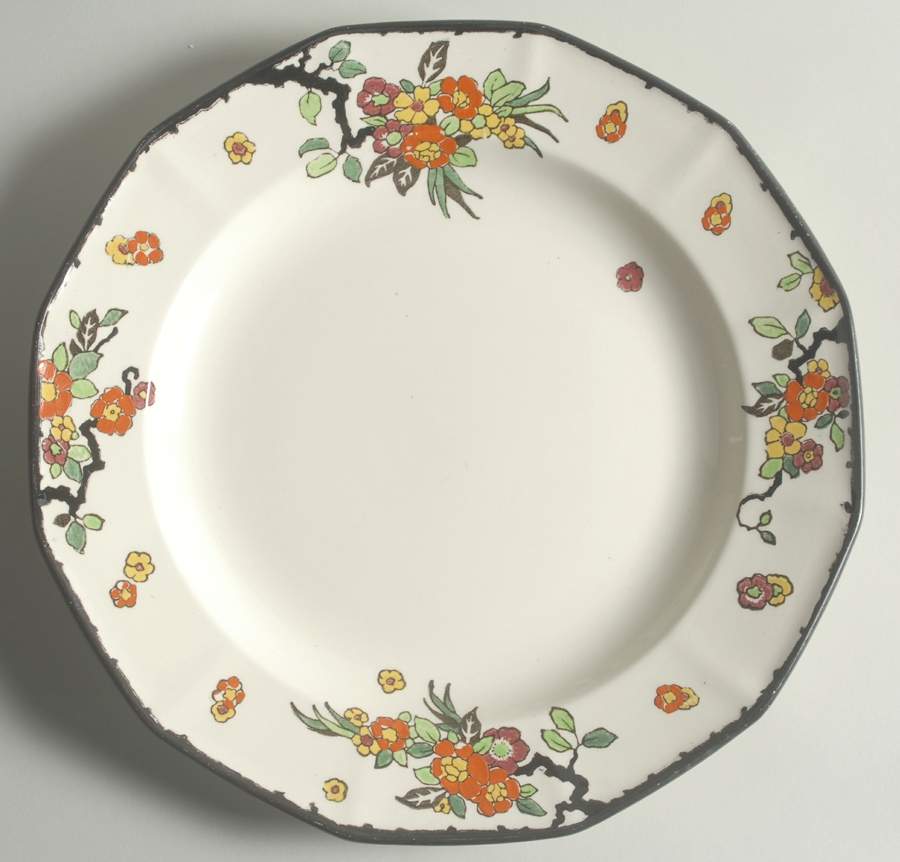 Woburn Black (No White Flowers) 12" Chop Plate (Round Platter) by Royal Doulton-1