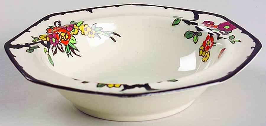 Woburn Black (No White Flowers) Rim Cereal Bowl by Royal Doulton-1