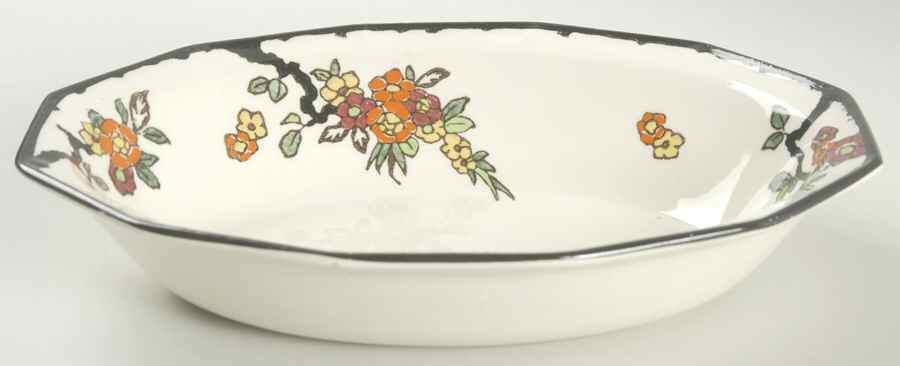 Woburn Black (No White Flowers) 8" Oval Vegetable Bowl by Royal Doulton-1