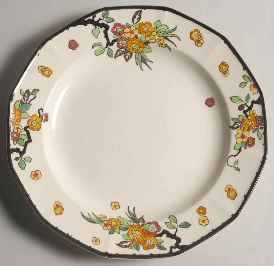 Woburn Black (No White Flowers) 12" Chop Plate (Round Platter) by Royal Doulton-1