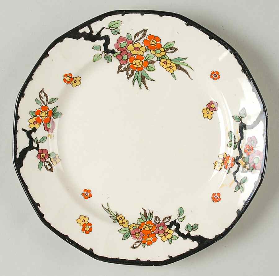 Woburn Black (No White Flowers) Luncheon Plate by Royal Doulton-1