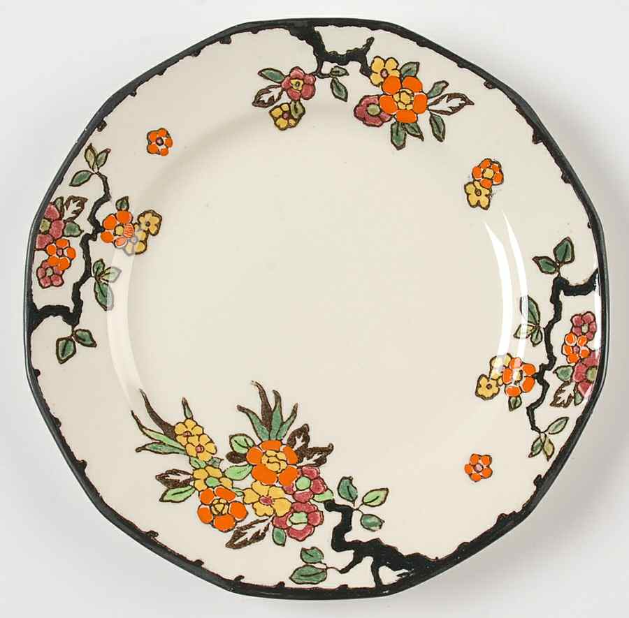 Woburn Black (No White Flowers) Salad Plate by Royal Doulton-1