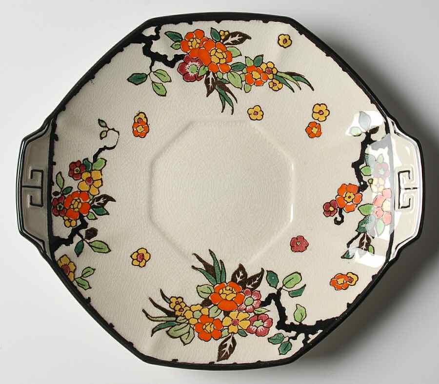 Woburn Black (No White Flowers) Handled Cake Plate by Royal Doulton-1
