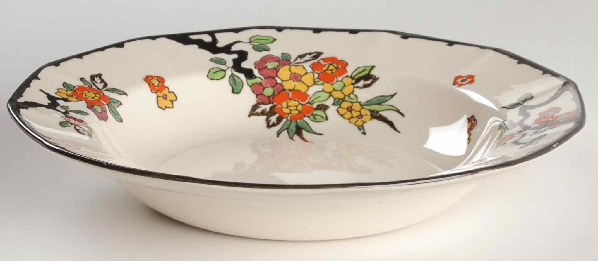 Woburn Black (No White Flowers) Rim Soup Bowl by Royal Doulton-1